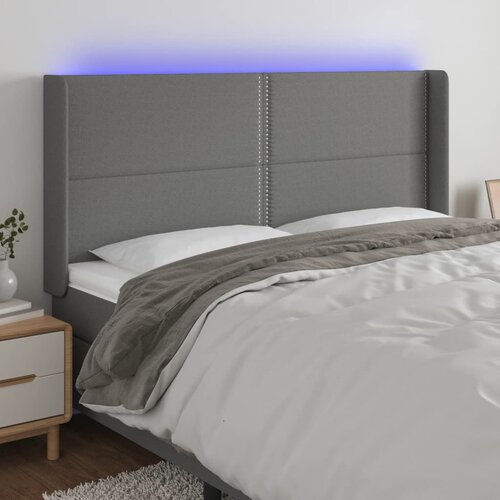  LED uzglavlje tamnosivo 183 x 16 x 118/128 cm od tkanine Slike