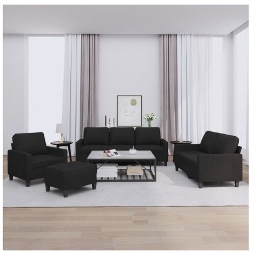 vidaXL 4-dijelni set sofa s jastucima crni od tkanine Cene