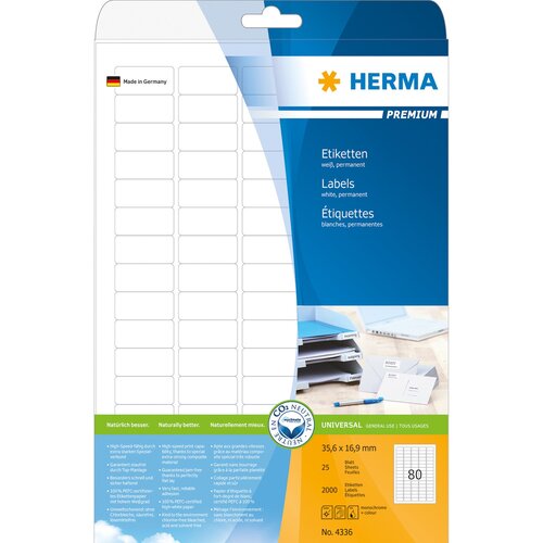 Herma Label 35,6x16,9 25 Sheets DIN A4 2000 pcs. 4336 Cijene