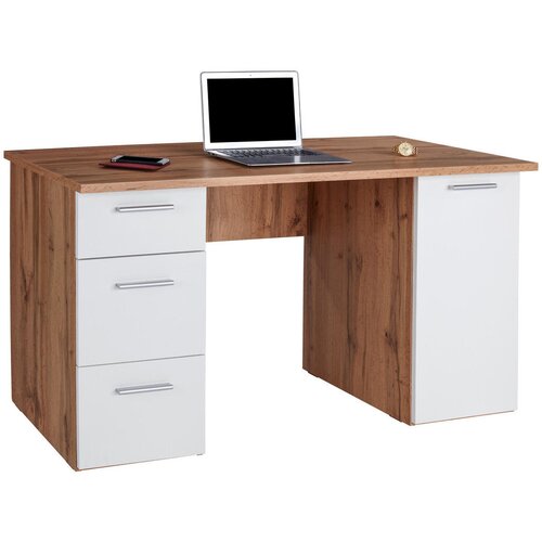 CARRYHOME pisalna miza leseni material bela, barve hrasta Slike