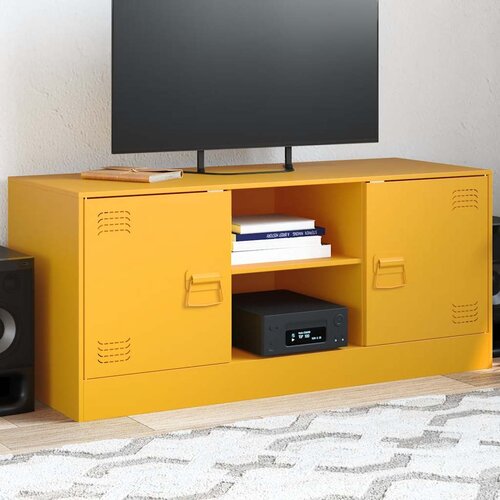 Furnova TV omarica gorčično rumena 99x39x44 cm jeklo, (21922473) Slike