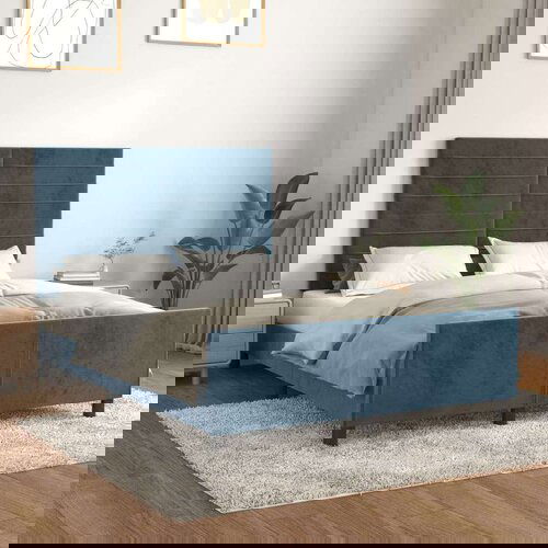  Za krevet s uzglavljem tamnoplavi 140x200 cm bar&amp;scaron;unasti Slike