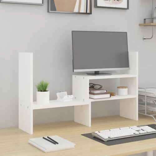 vidaXL Stalak za monitor bijeli (39-72) x 17 x 43 cm masivna borovina Cijene