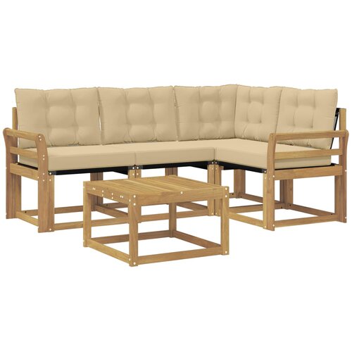 vidaXL Zunanja garnitura za sedenje z blazino 5 pcs Bela in bež, (5000279630) Cene