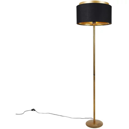 QAZQA Moderna talna svetilka zlata z odtenkom črna z zlatom - Simplo