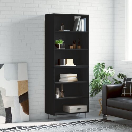 vidaXL Visoka komoda črn 69,5x32,5x180 cm inženirski les Cene