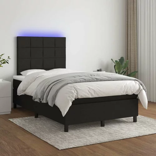  Box spring postelja z vzmetnico LED črna 120x200 cm blago, (20790747)