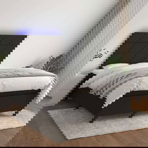  Box spring s madracem LED crni 120 x 200 cm od tkanine Slike