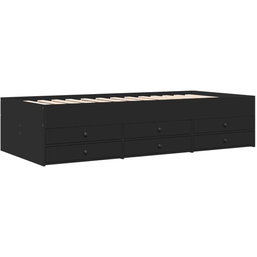 VidaXL Dnevna postelja s predali črna 90x190 cm inženirski les, (21081861) Slike