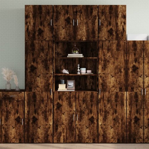 VidaXL Visoka omara dimljen hrast 80x42,5x249 cm inženirski les Slike