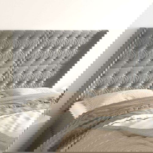  Vzglavje z ušesi svetlo sivo 163x16x118/128 cm žamet, (20792640) Cene