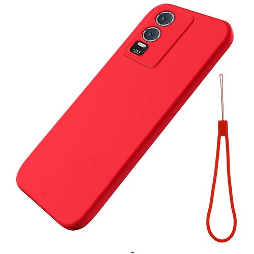 INORCO Ovitek za telefon iz tekočega silikona za vivo Y76s/Y76 5G, mehka podloga, hrbtni pokrov proti praskam s trakom, (22036631) Slike