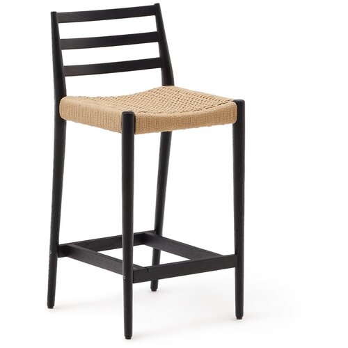 Kave Home Crna/u prirodnoj boji barska stolica od punog hrasta (visine sjedala 70 cm) Analy – Cijene