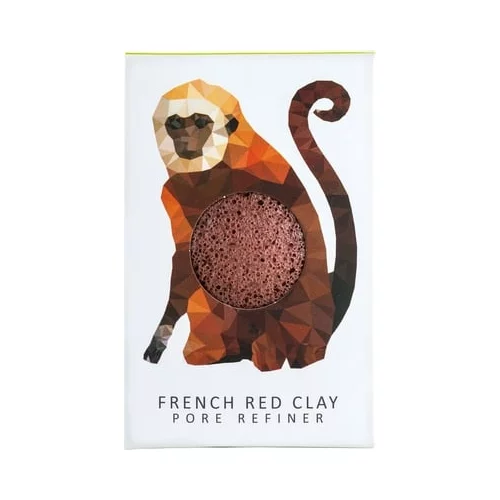 The Konjac Sponge Company rainforest monkey mini face puff z rdečo francosko glino