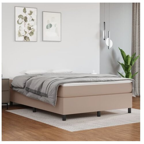  Box spring postelja z vzmetnico kapučino 140x200cm umetno usnje Cene
