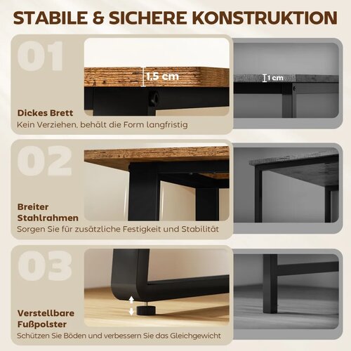  Radni stol računalni stol s čeličnim okvirom uredski stol PC stol 120x60x76cm rustikalna smeđa + crna Slike