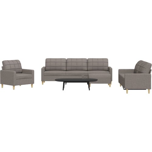  4-dijelni set sofa s tabureom smeđesivi od tkanine Cijene