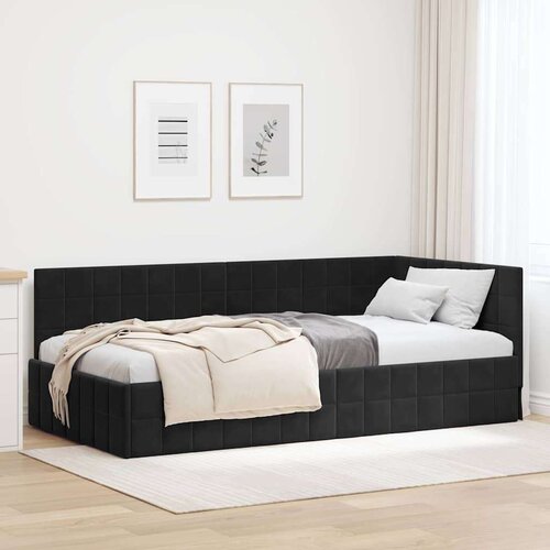 vidaXL Kutni okvir kreveta s uzglavljem Crna 90 x 200 cm Baršun Cene