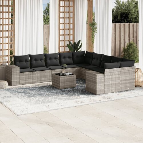  11-dijelni set vrtnih sofa poliratan s jastucima svijetlosivi Cene