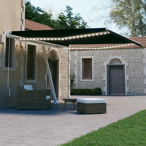  Tenda na ručno uvlačenje s LED svjetlima 400 x 300 cm antracit Cijene