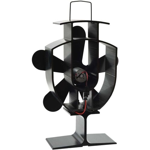 VidaXL Ventilator za peć na toplinski pogon s 5 lopatica crni Slike