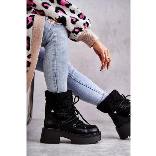 Kesi Women's snow boots with sheepskin Black Sanna Slike