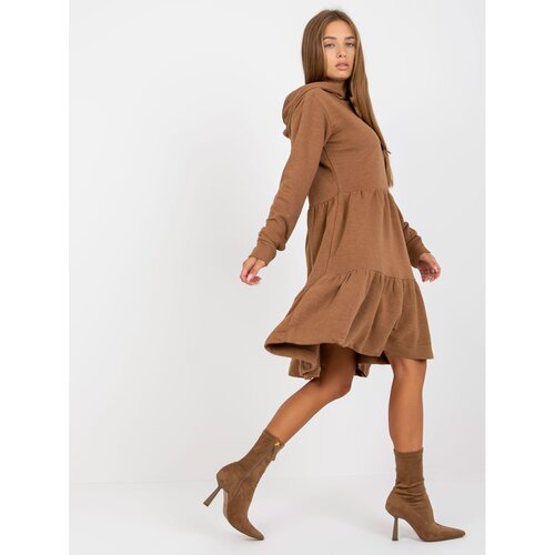 Fashion Hunters Brown FRESH MADE hooded sweatshirt dress Slike