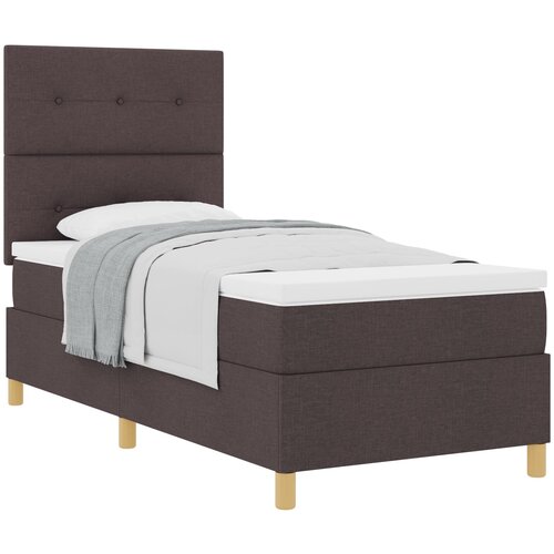 VidaXL Box Spring postelja z vzmetnico temno rjava 90x200 cm tkanina, (22052522) Slike