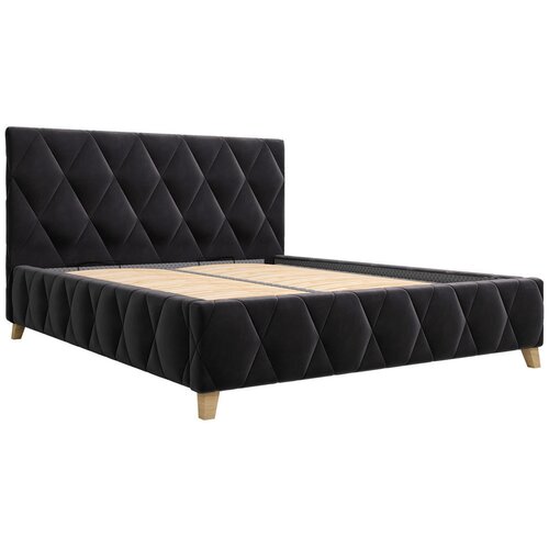 MID.YOU OBLAZINJENA POSTELJA 180 cm x 200 cm , les, kovina, tekstil, leseni material antracit Slike