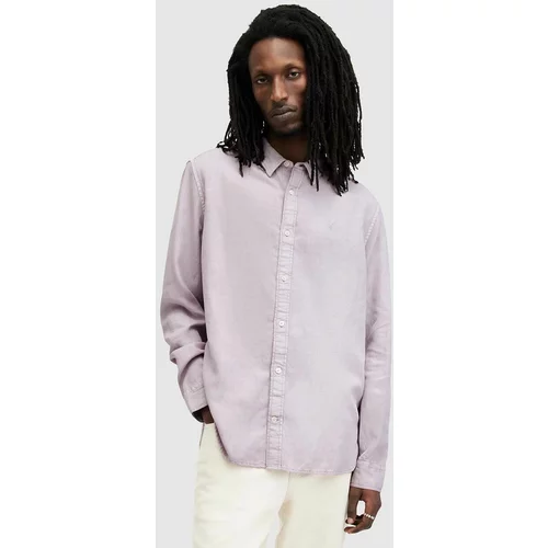 AllSaints Lanena srajca LAGUNA LS SHIRT roza barva, MS540Z
