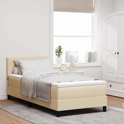  Postelja boxspring z vzmetnico krema 80 x 200 cm blago, (5000022994) Cene
