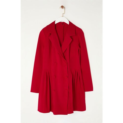 Trendyol Red Pleated Mini Woven Jacket Dress Slike
