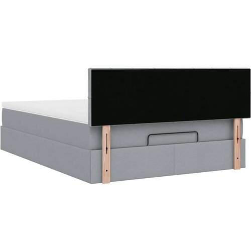 VidaXL Otomanski krevet s madracem&amp;amp;LED svijetlosivi 140x190 cm tkanine Slike