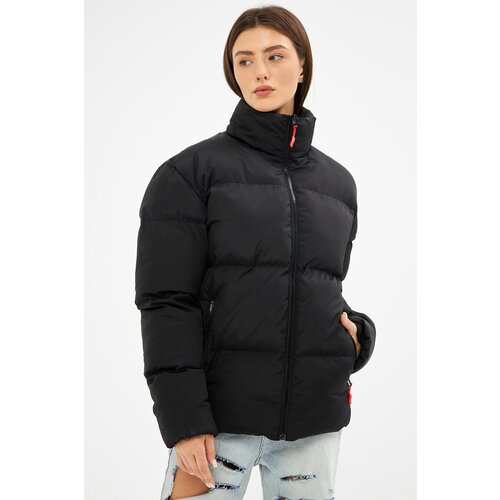 D1fference Women's Black Inner Lined Waterproof And Windproof Inflatable Winter Coat. Cene
