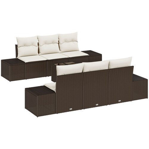 vidaXL Sjedeća garnitura za vrt 7 pcs Smeđa, krem 55 x 55 x 37 cm Cijene