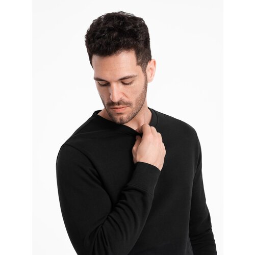 Ombre BASIC men's sweatshirt with round neckline - black Cene