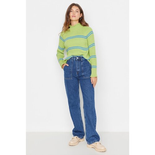 Trendyol Navy Blue Pocket Detailed High Waist 90&amp;#039;s Wide Leg Jeans Slike