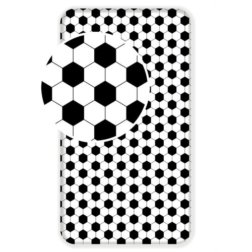 Jerry Fabrics Črno-bela napenjalna enojna bombažna otro&scaron;ka rjuha Football &ndash; Cene