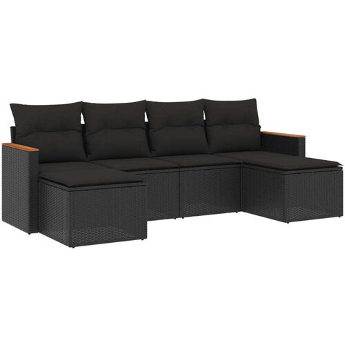  6-dijelni set vrtnih sofa s jastucima crni od poliratana Slike