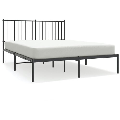  Metalni okvir za krevet s uzglavljem crni 140x190 cm Slike