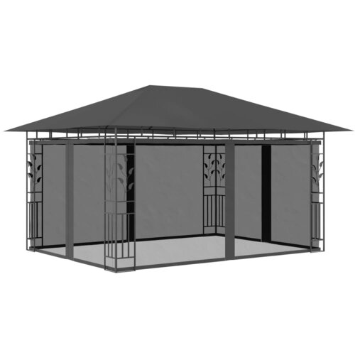 VidaXL Paviljon z mrežo proti komarjem 4x3x2,73 m antraciten 180 g/m&amp;sup2; Slike