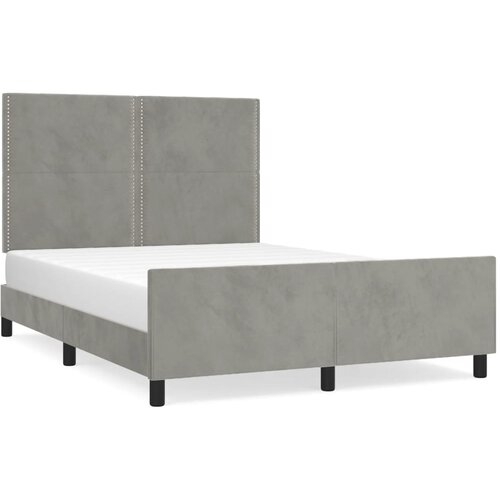 VidaXL Posteljni okvir z vzglavjem svetlo siv 140x190 cm žamet, (20903031) Slike