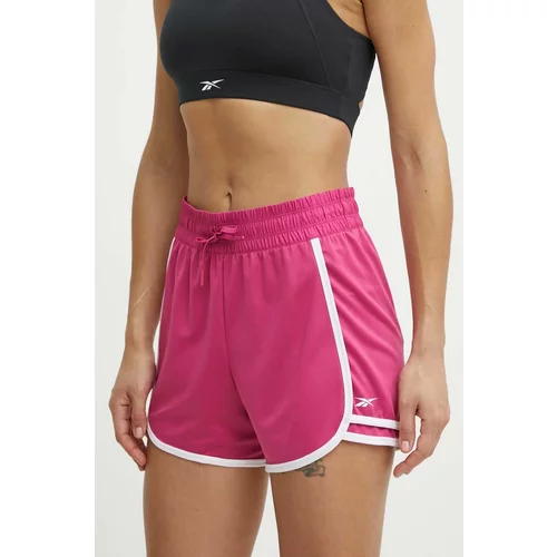 Reebok Kratke hlače za trening Identity Training boja: ružičasta, s aplikacijom, visoki struk, 100022497