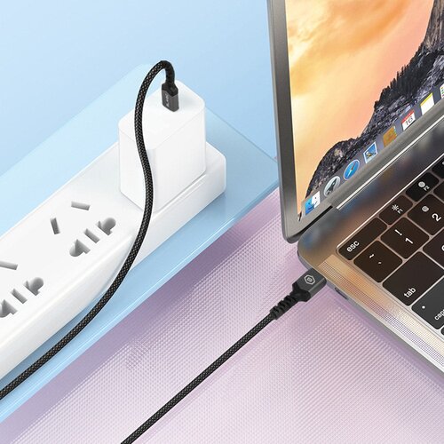 BLAVEC RAPTOR OPLETENI KABEL - TYPE- C NA LIGHTNING - PD 20W 2.4A 0.25 m crno-sivi Slike