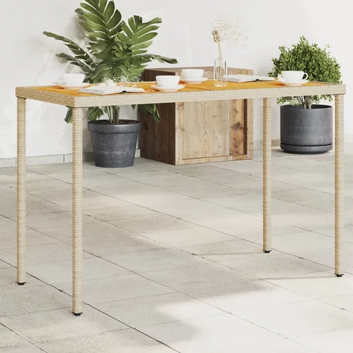 vidaXL Vrtna miza z leseno akacijevo ploščo bež 115x54x74 cm PE ratan