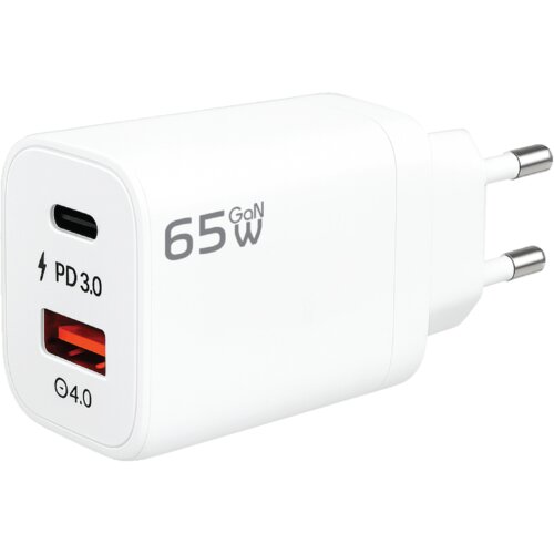 Redline Punjač kućni GL-65W-AC, 1 x USB-A, 1 x USB-C, 65W, GaN, Bijeli Cijene