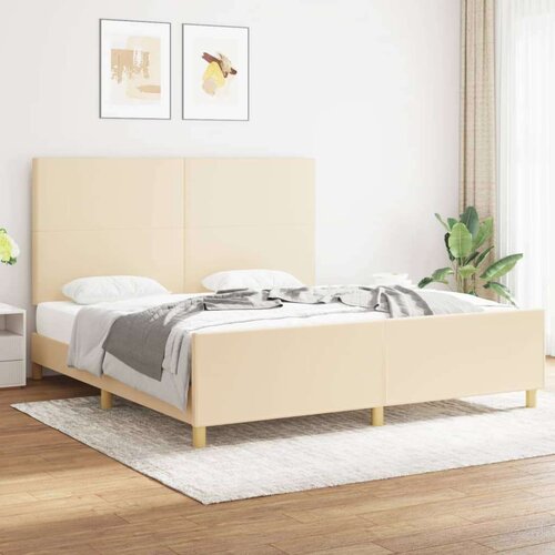  Posteljni okvir z vzglavjem krem 180x200 cm blago, (20794961) Slike