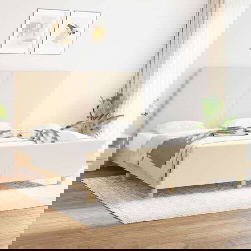 Za krevet s uzglavljem krem 180 x 200 cm od tkanine Slike