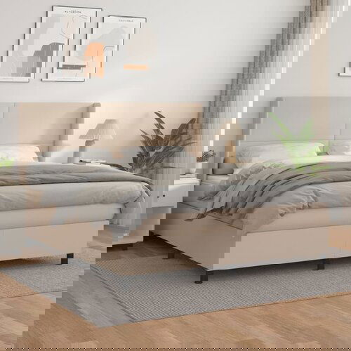 vidaXL Krevet box spring s madracem cappuccino 180x200 cm umjetna koža Cijene
