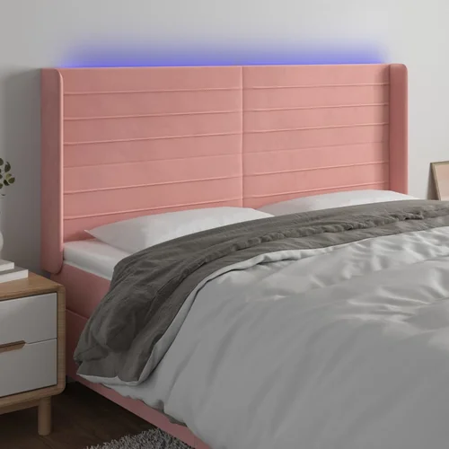 Led uzglavlje ružičasto 203x16x118/128 cm baršunasto